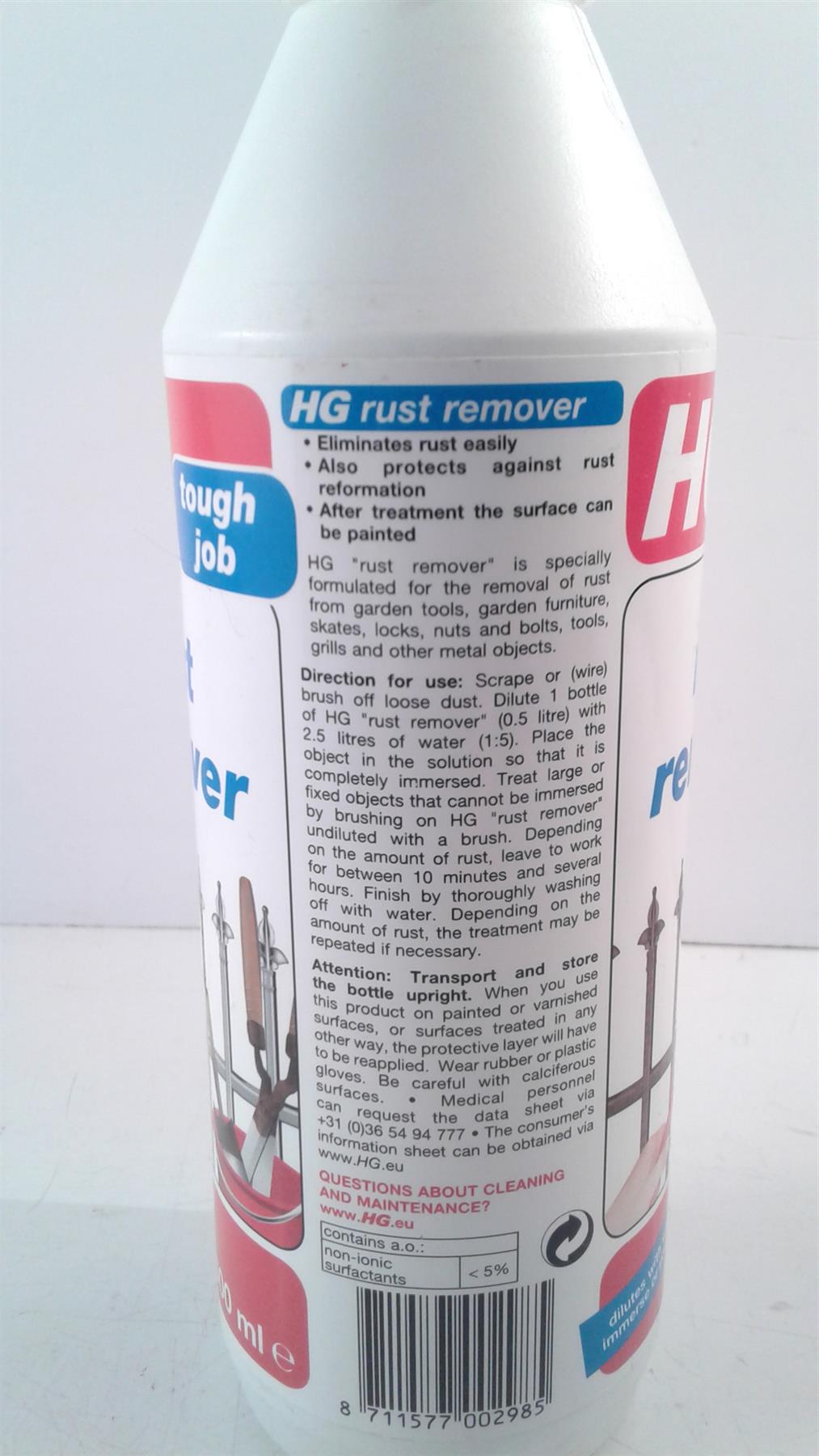 HG Tough Job Powerful Rust Remover 500ml - Dilutes With Water Immerse Or Paint