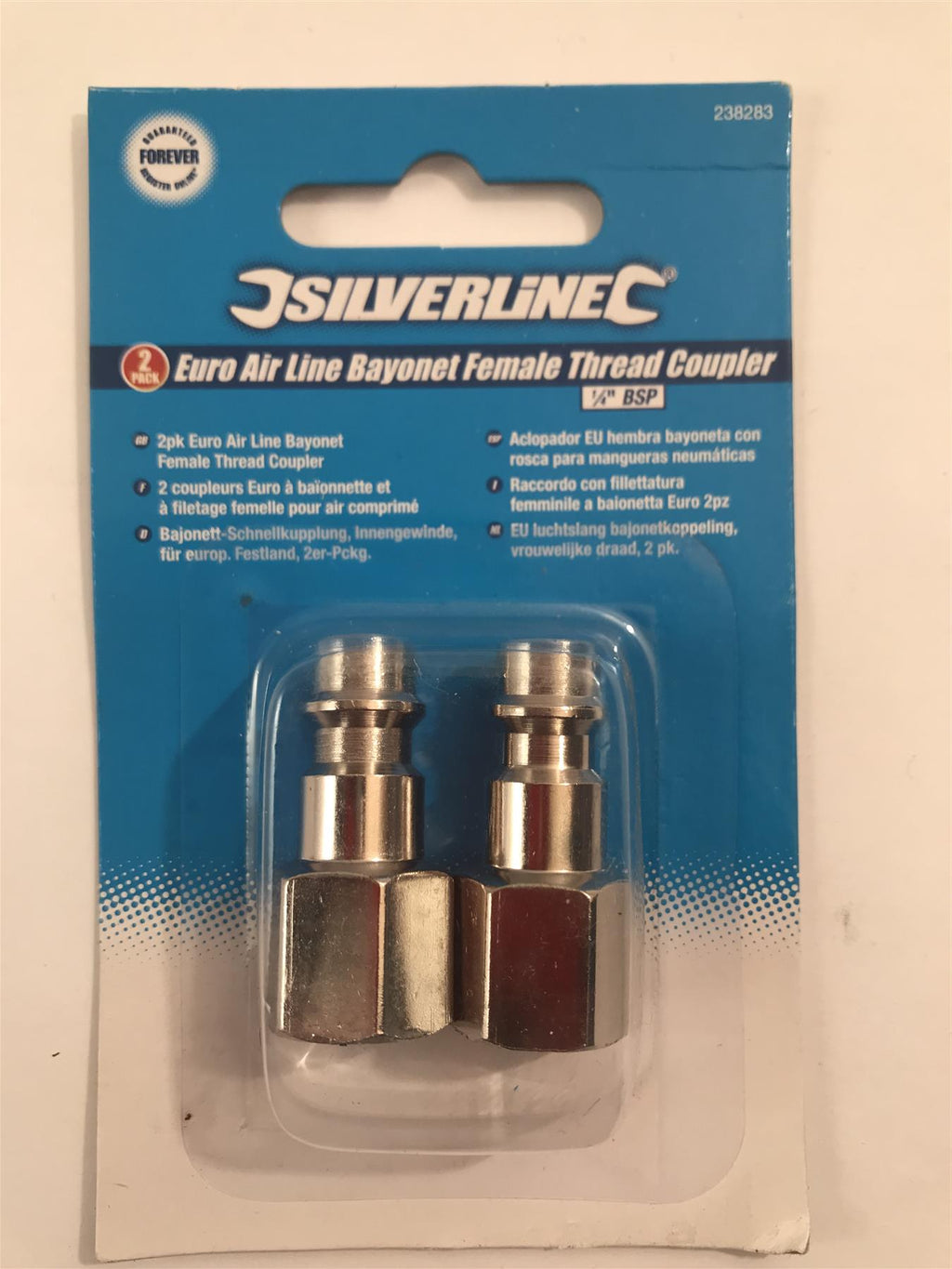Silverline Euro Air Line Bayonet Female Thread Coupler 1/4" BSP 2pc  238283