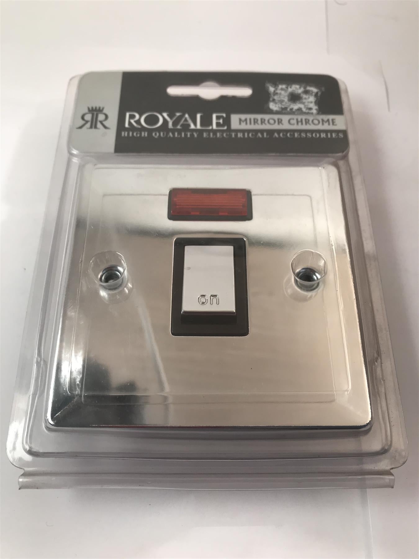 Royale 20A DP Switch & Neon Flat Plate Polished Chrome  YSCP17