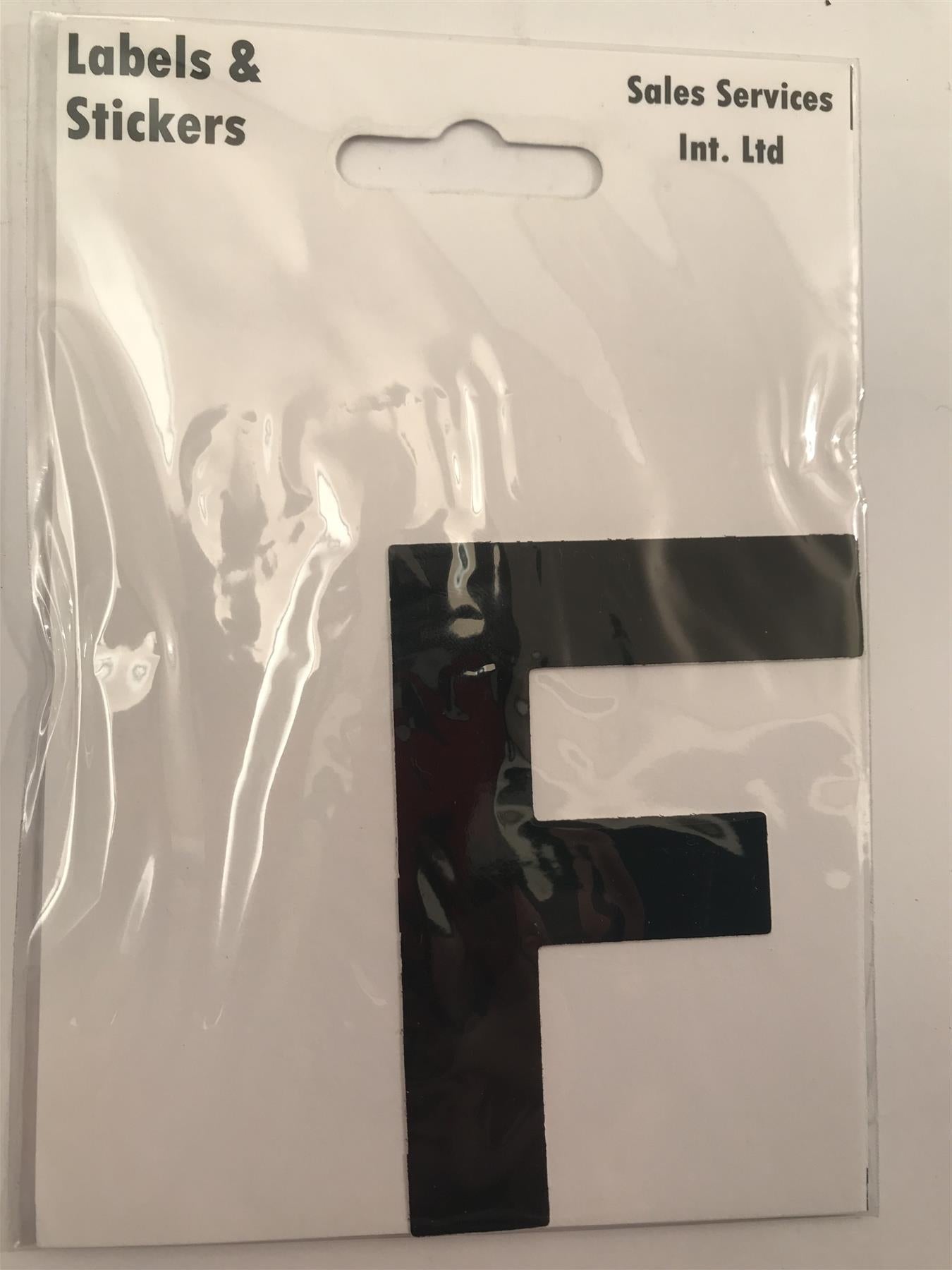 Black Letter F Self Adhesive Waterproof Sticker 8 x 6cm
