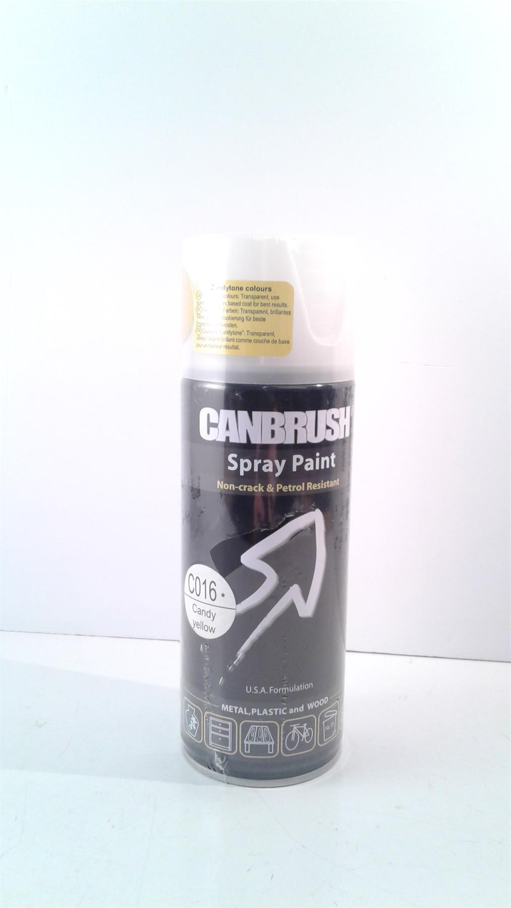 Canbrush Spray Paint C016 Candy Yellow for metal, plastic and wood