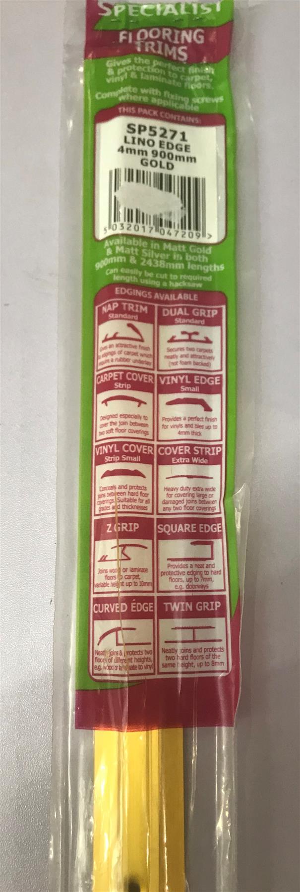 Specialist Lino Edge Trim 4mm, 900mm Gold SP5271
