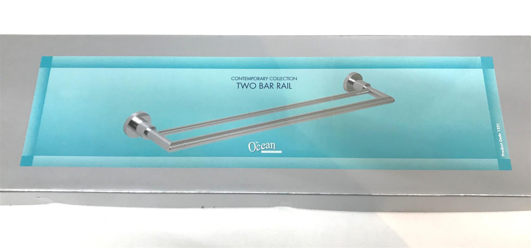 Ocean Bathroom Wall Mounted Towel Rail 2 Bar Rail Chrome