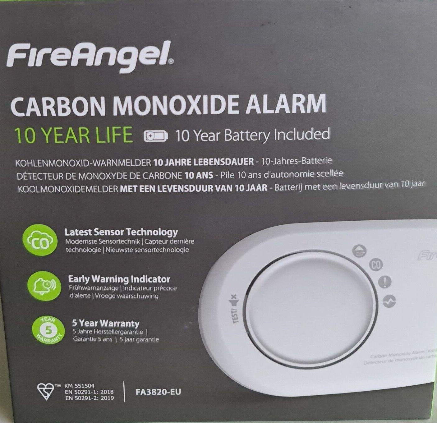 FireAngel Carbon Monoxide Alarm FA3820 10 yr Battery