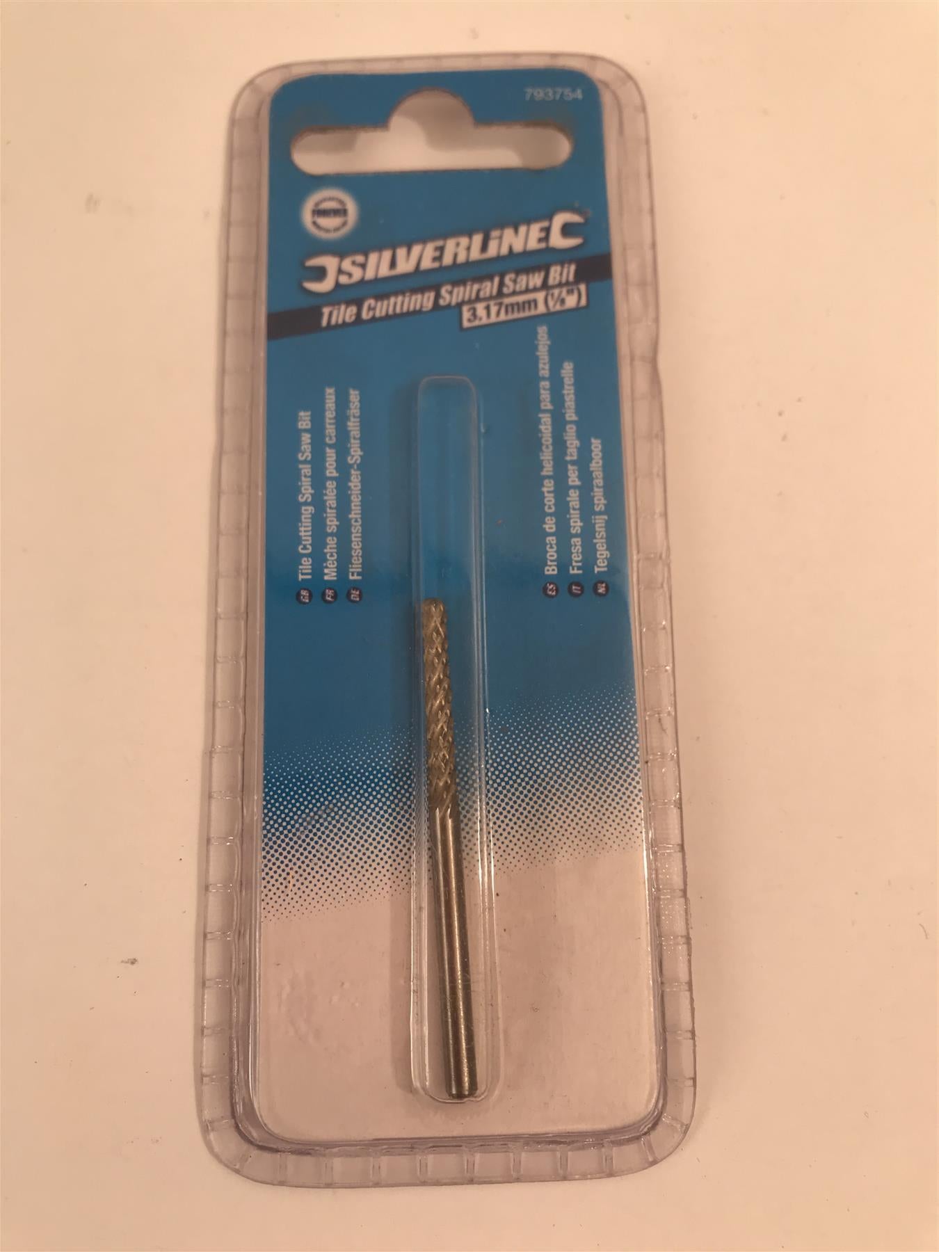 Silverline Tile Cutting Spiral Saw Bit 3.17mm 1/8'' Use With Rotary Tools 793754