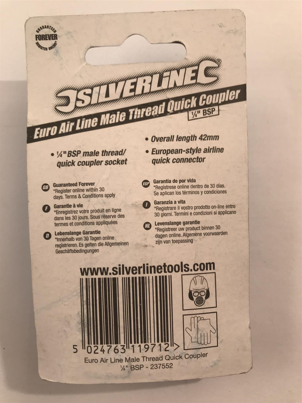 Silverline Euro Air Line Male Thread Quick Coupler 1/4'' BSP  237552