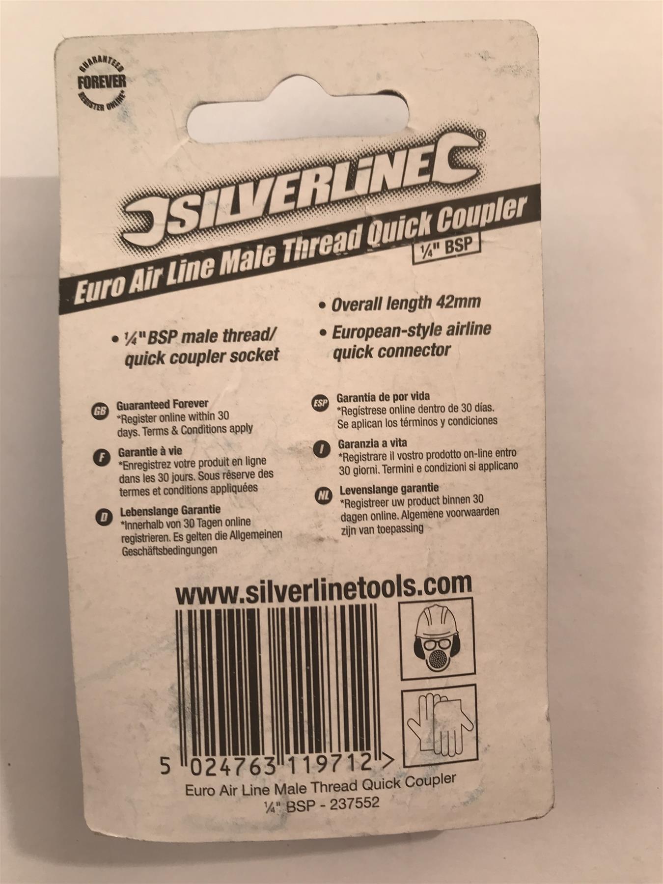 Silverline Euro Air Line Male Thread Quick Coupler 1/4'' BSP  237552