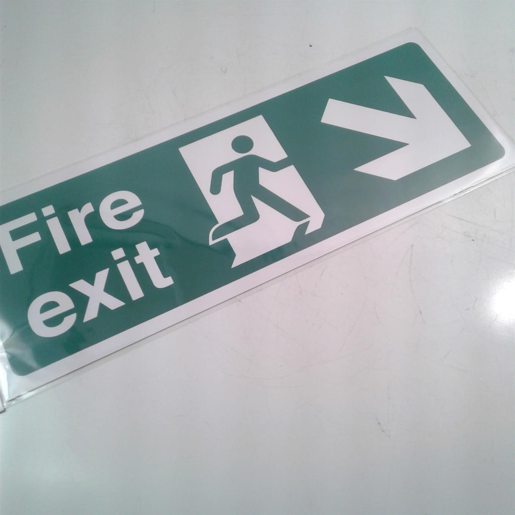 Fixman Fire Exit Down Right Rigid Sign 400 x 150mm
