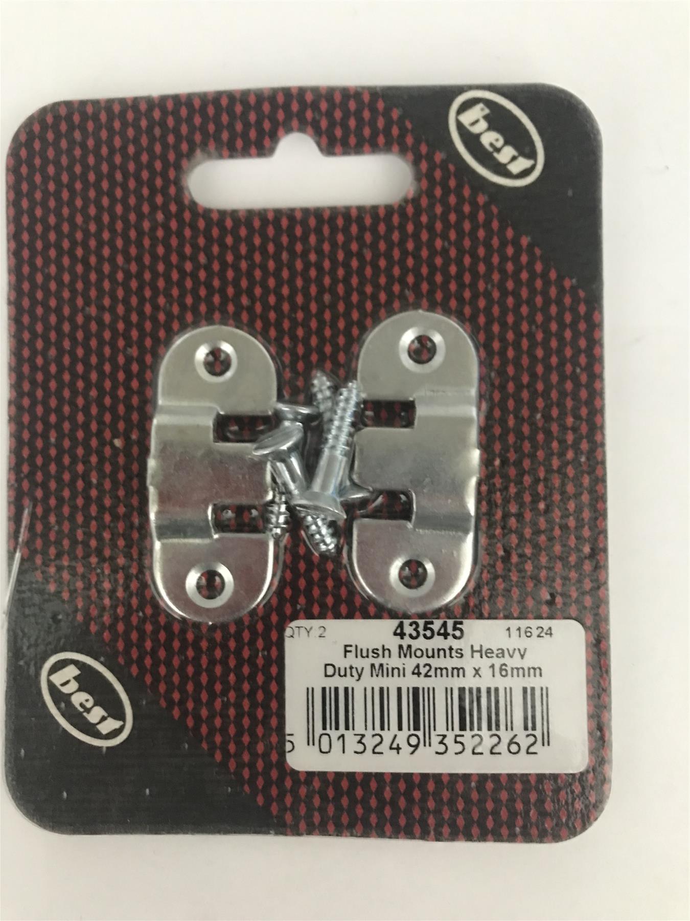 Best Heavy Duty Mini Flush Mounts 42 x 16mm  (2 Pk) 43545