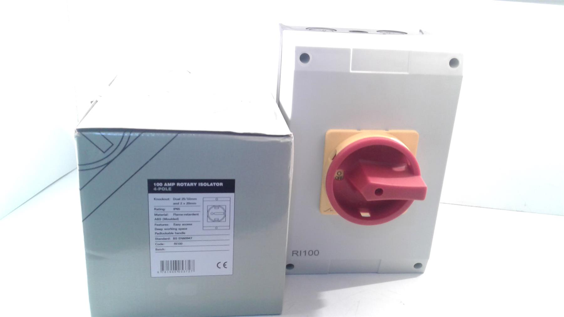BS 100 Amp Rotary Isolator IP65 4-Pole RI100