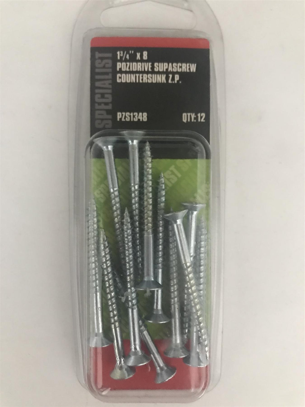 Specialist 1 3/4" x 8g Pozi Countersunk Wood Screws  PZS1348 Pack 12