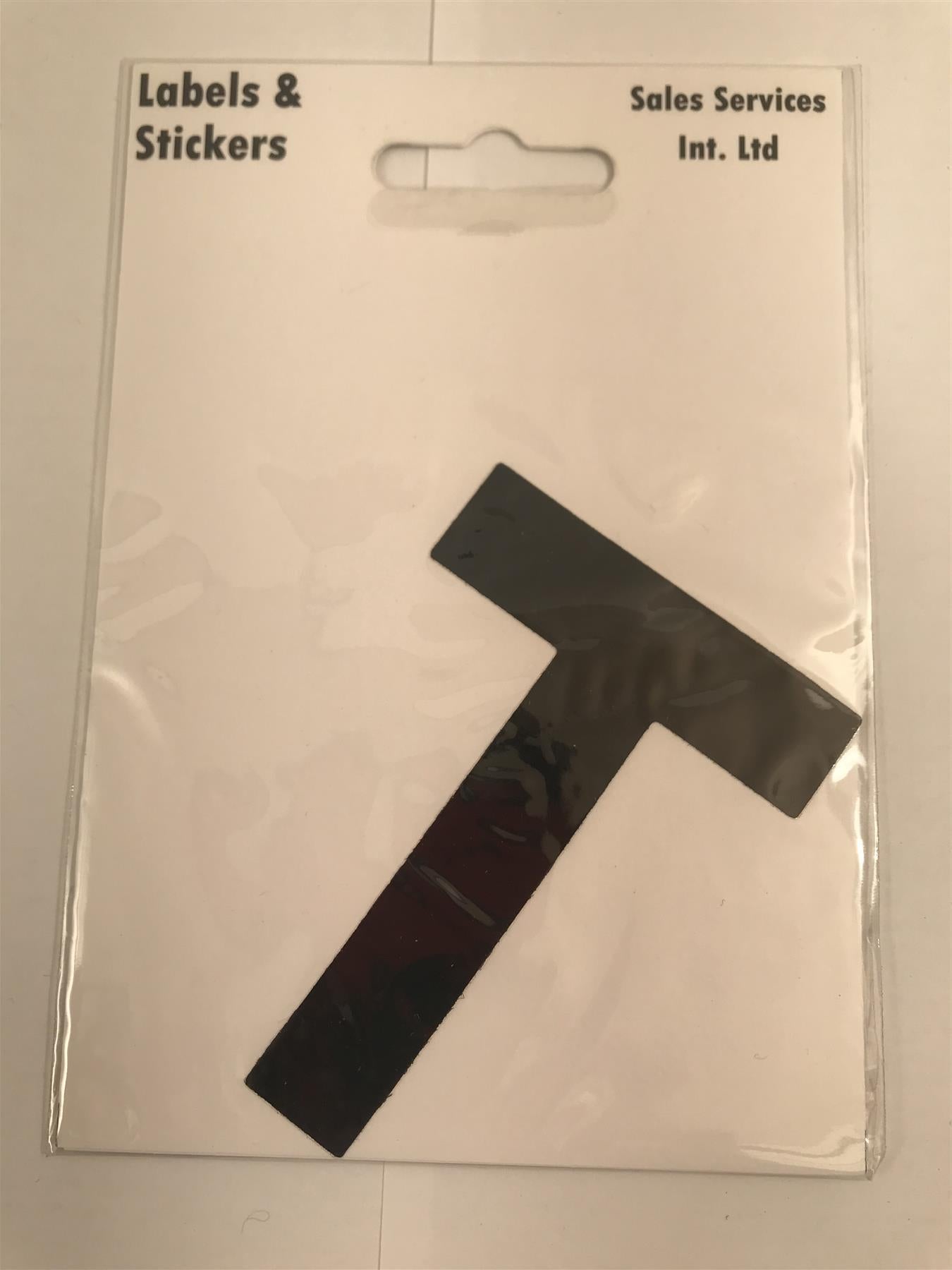 Black Letter T Self Adhesive Waterproof Sticker 8 x 6cm