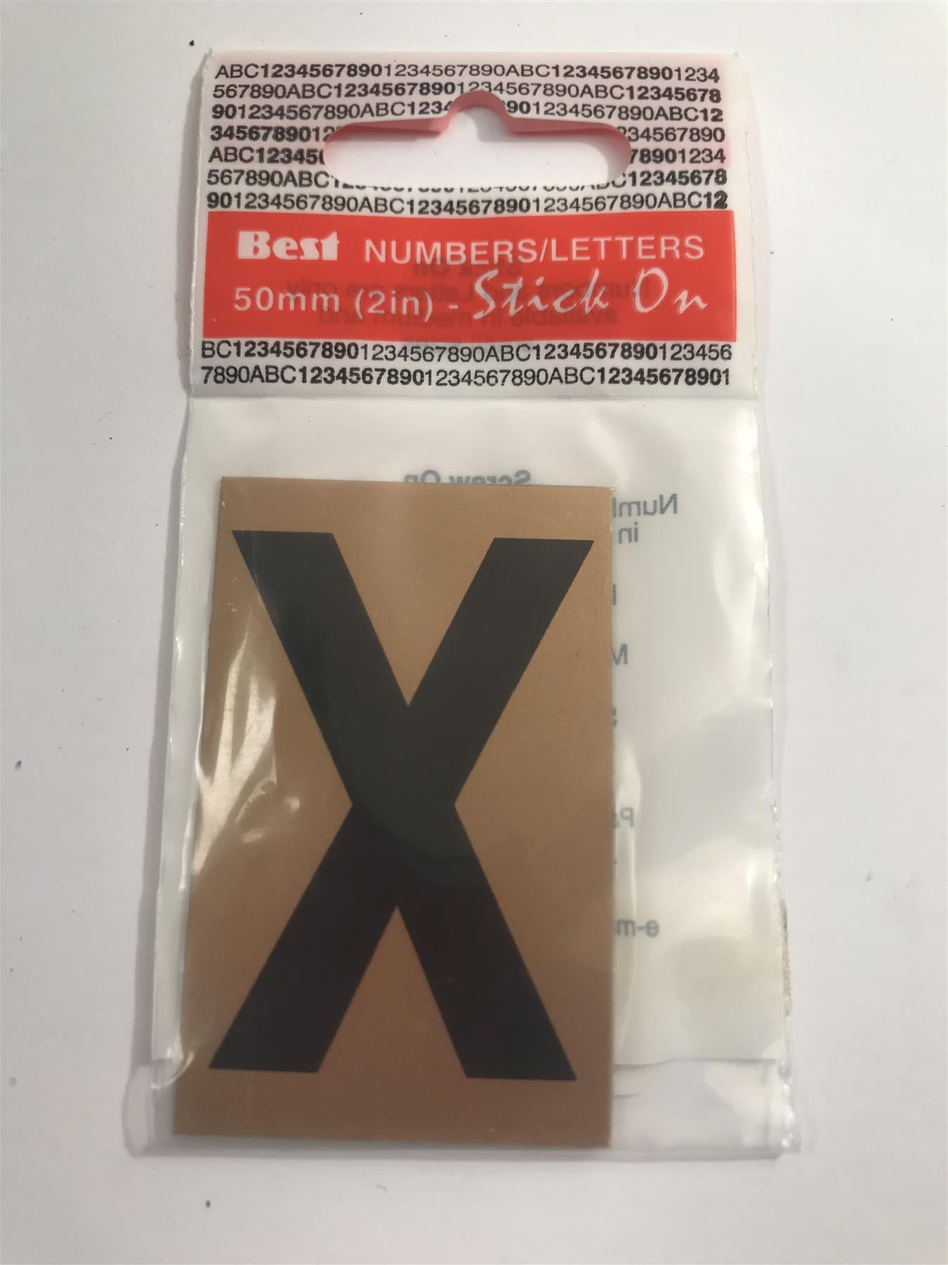 Best Gold/Black Letter X Self Adhesive 1" x 2"