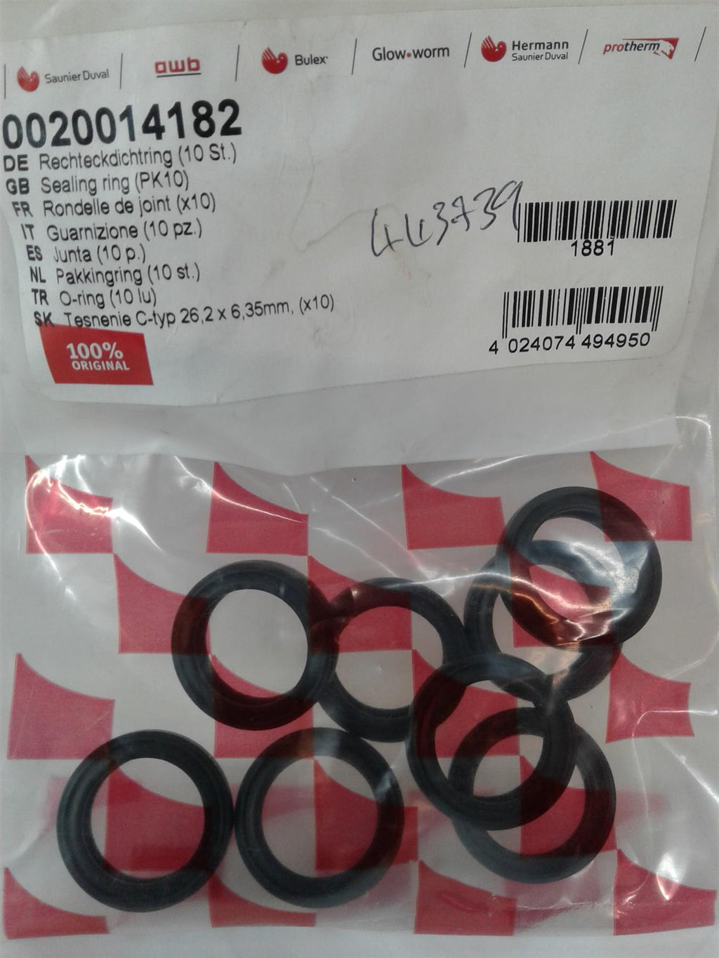 NEW Glowworm SI SXI CXI Boiler O Ring RUBBER Seal (10 PACK) 0020014182