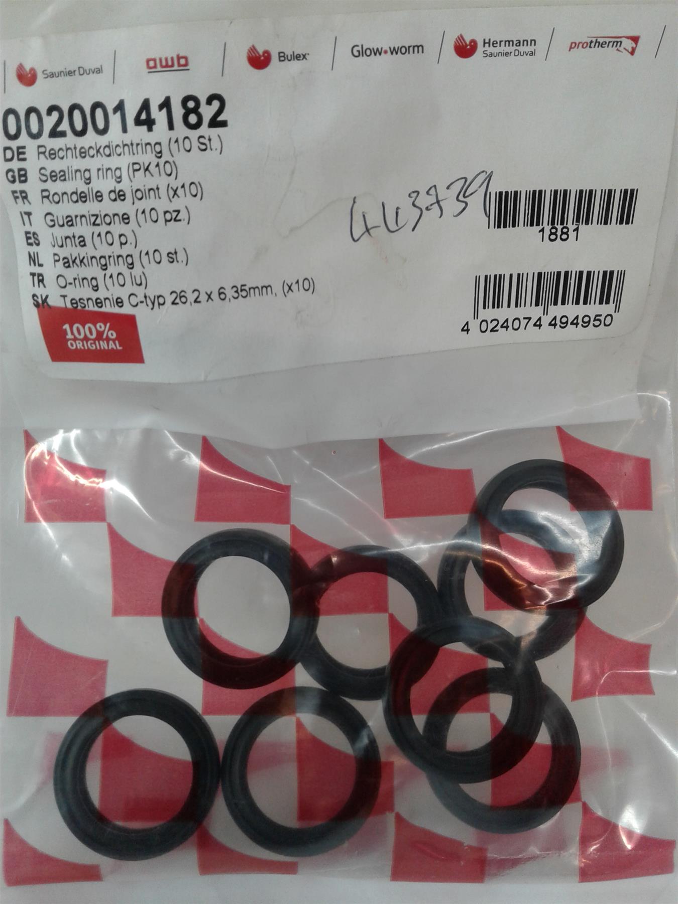 NEW Glowworm SI SXI CXI Boiler O Ring RUBBER Seal (10 PACK) 0020014182
