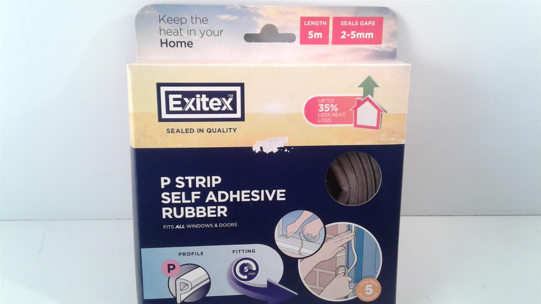 Exitex P-Strip Brown Self Adhesive Rubber - Fits All Windows & Doors
