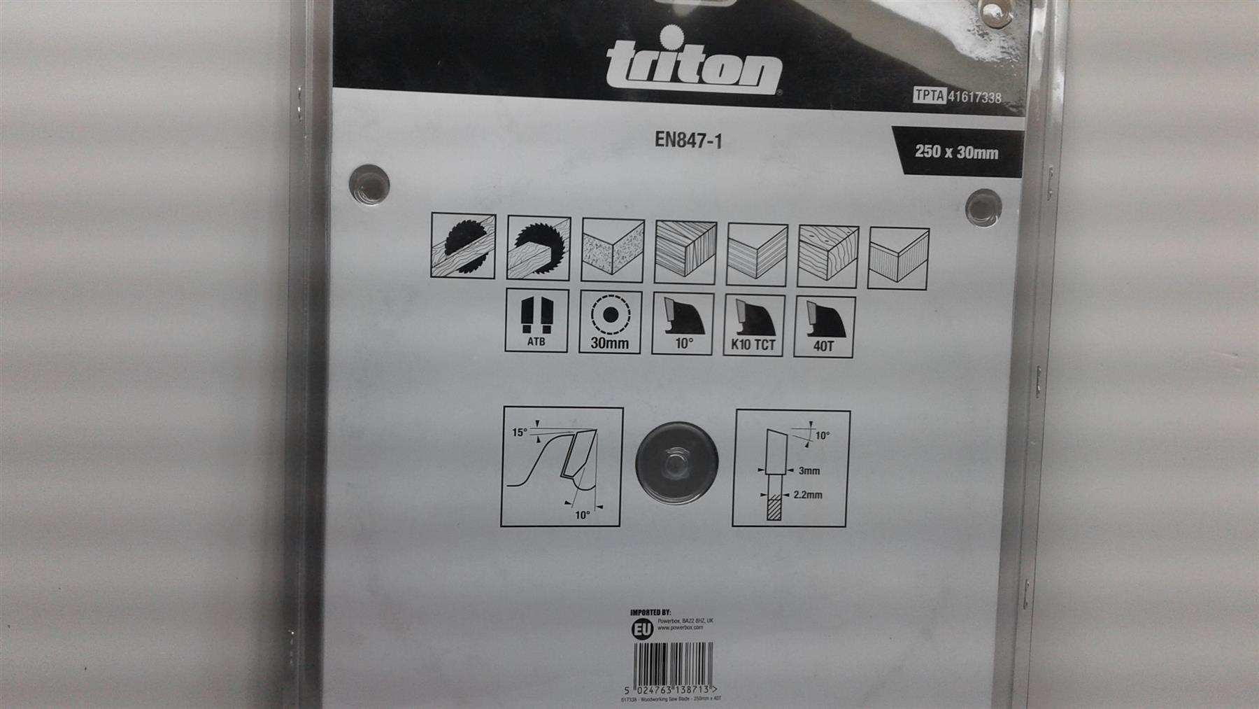 Triton 617338 Woodworking Saw Blade 250 x 30mm 40T
