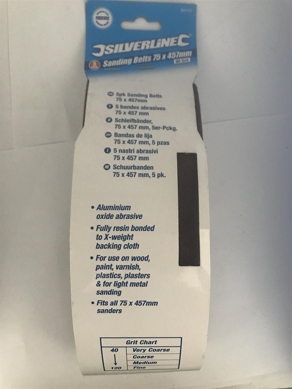 Silverline Sanding Belts 75 x 457 mm 5pk 80 Grit  862553