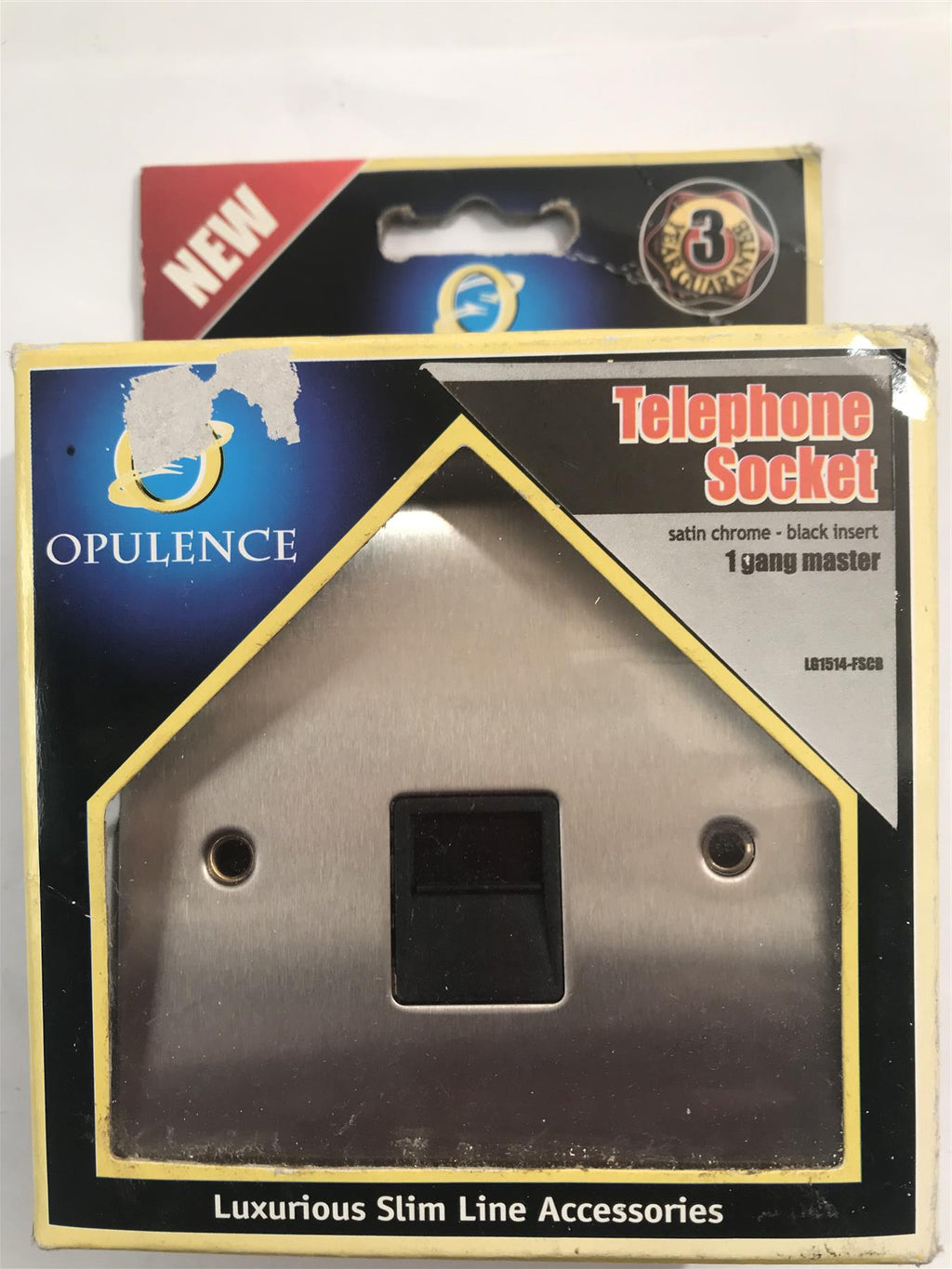 Opulence Telephone Socket 1 Gang Master Satin Chrome Black Insert  LG1511FSCB