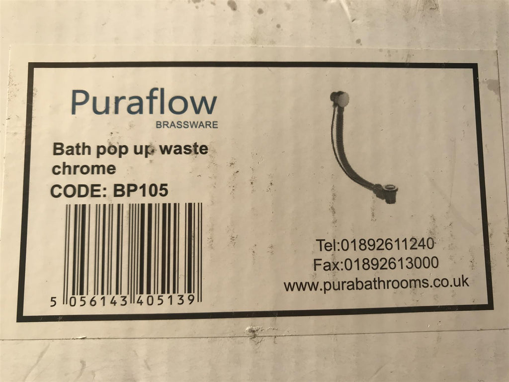 Puraflow Bath pop up waste chrome BP105