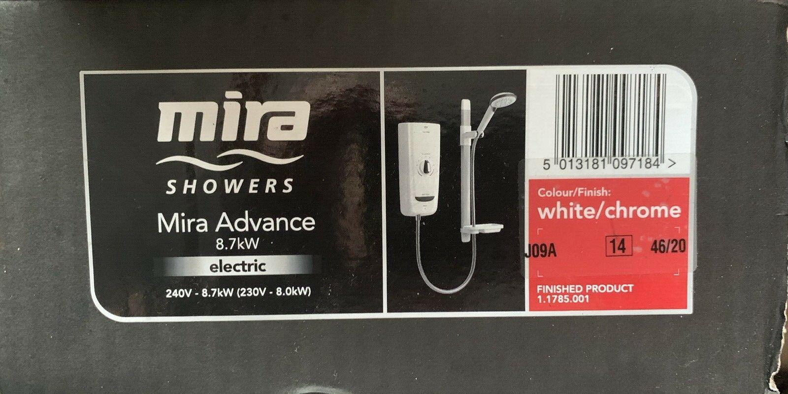Mira 1.1785.001 Advance 8.7kW Thermostatic Electric Shower White Chrome