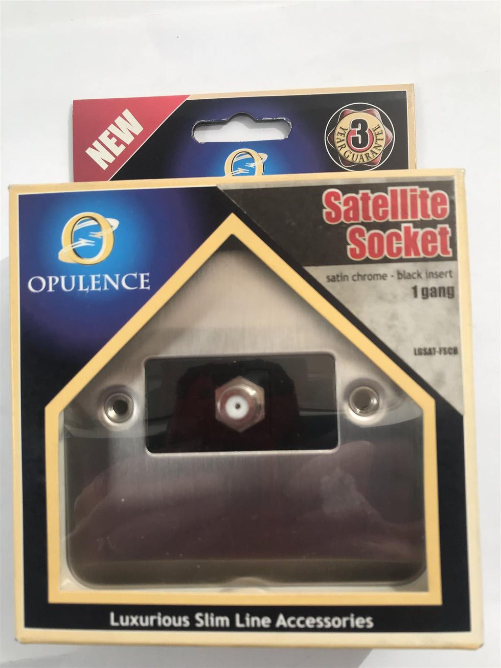 Opulence Satellite Socket 1 Gang Satin Chrome Black Insert  LGSAT-FSCB
