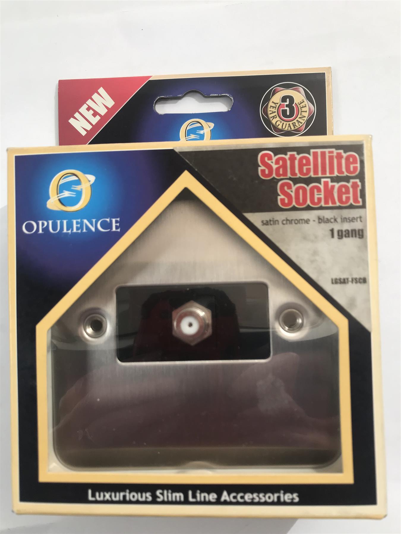 Opulence Satellite Socket 1 Gang Satin Chrome Black Insert  LGSAT-FSCB