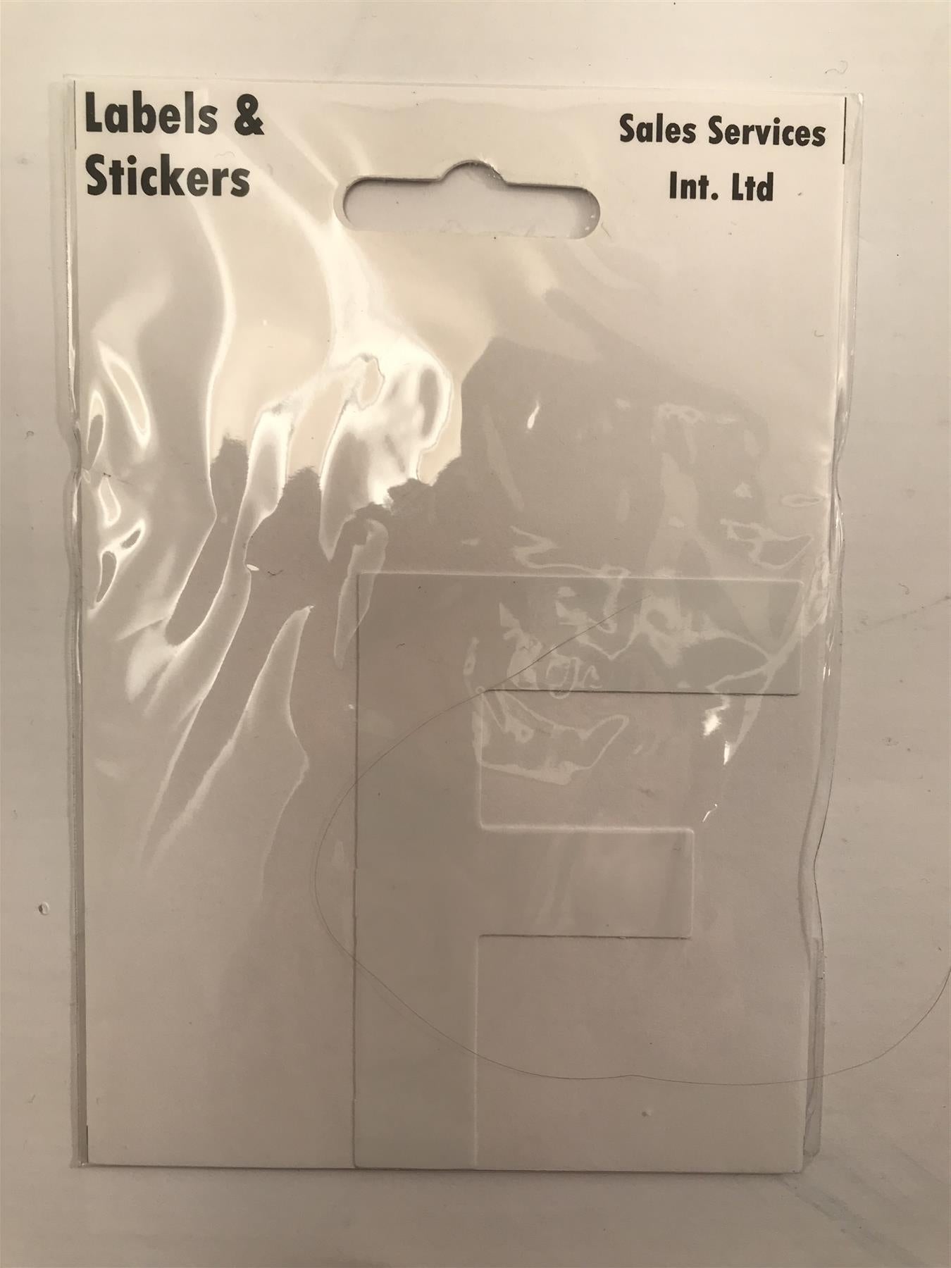 White Letter F Self  Adhesive Waterproof Sticker 8 x 6cm