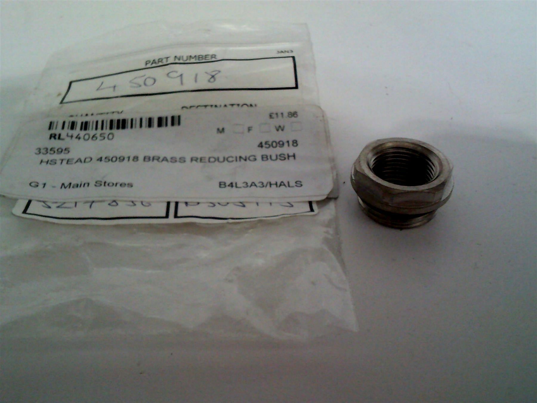 HALSTEAD BRASS REDUCING BUSH 1/2" TO 3/8" 450918