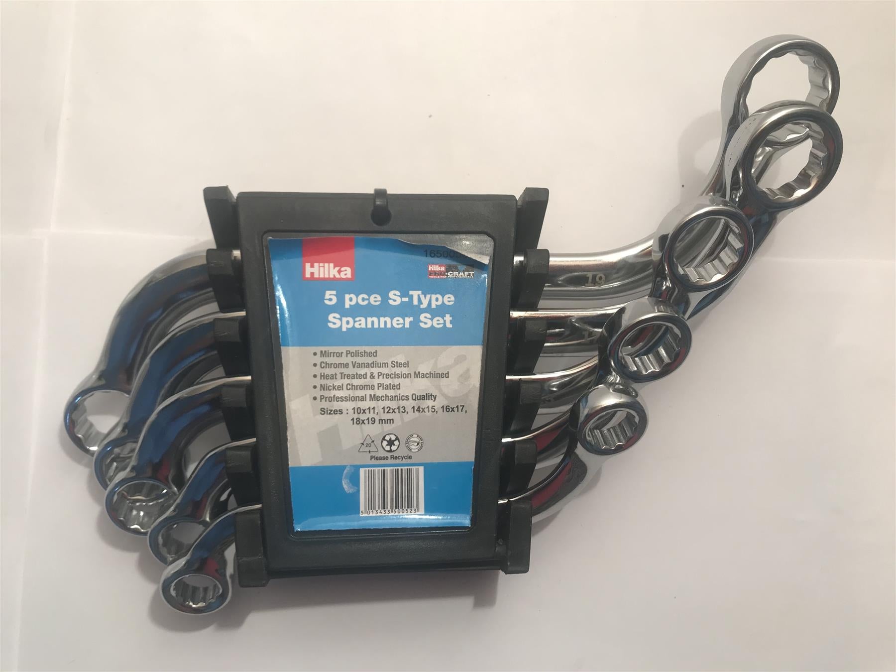 Hilka 5pc S-Type Spanner Set 10x11, 12x13, 14x15, 16x17, 18x19mm 16500502