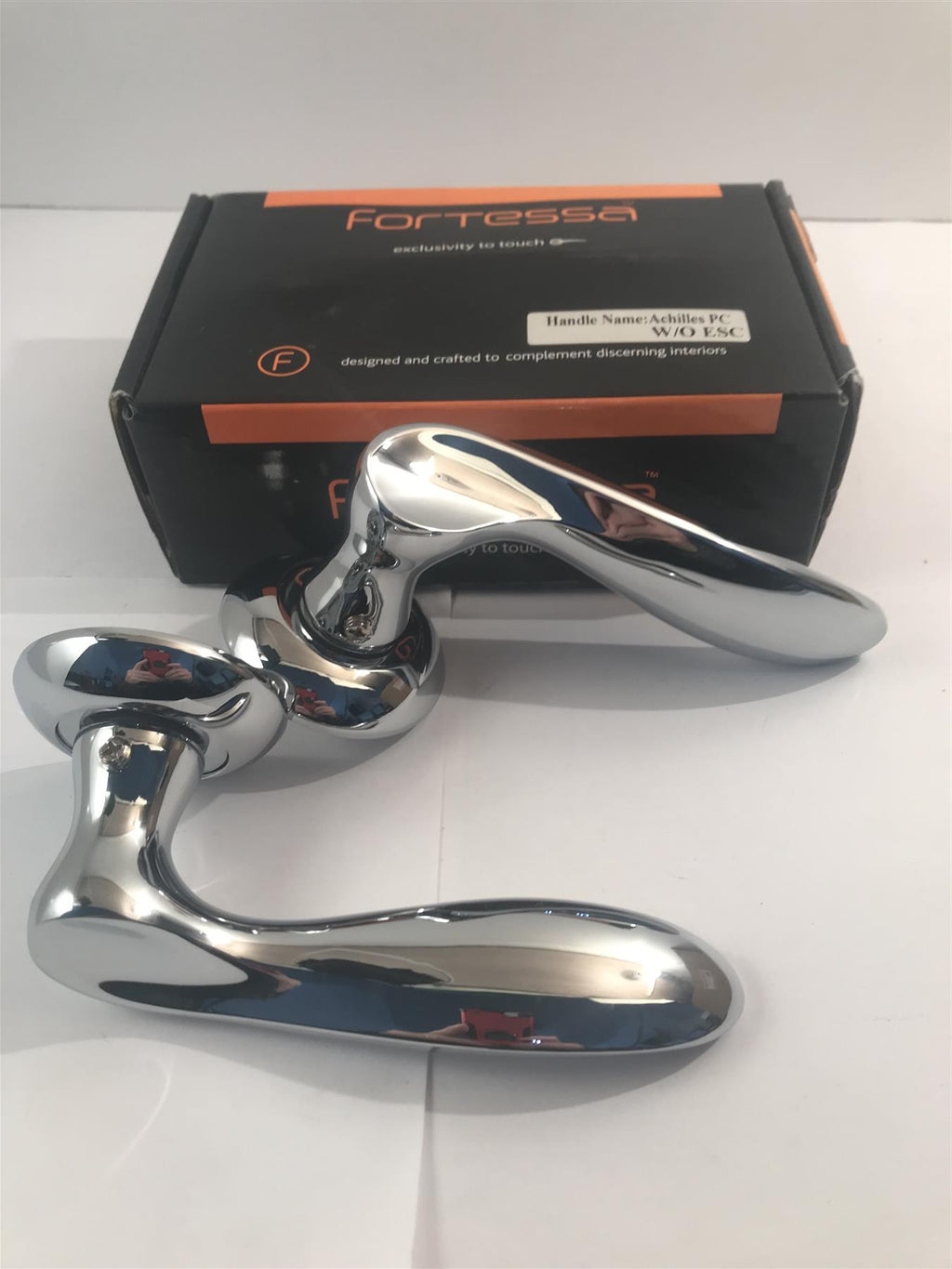 FDPACH-PC Fortessa Achilles Polished Chrome Door Handle On Rose