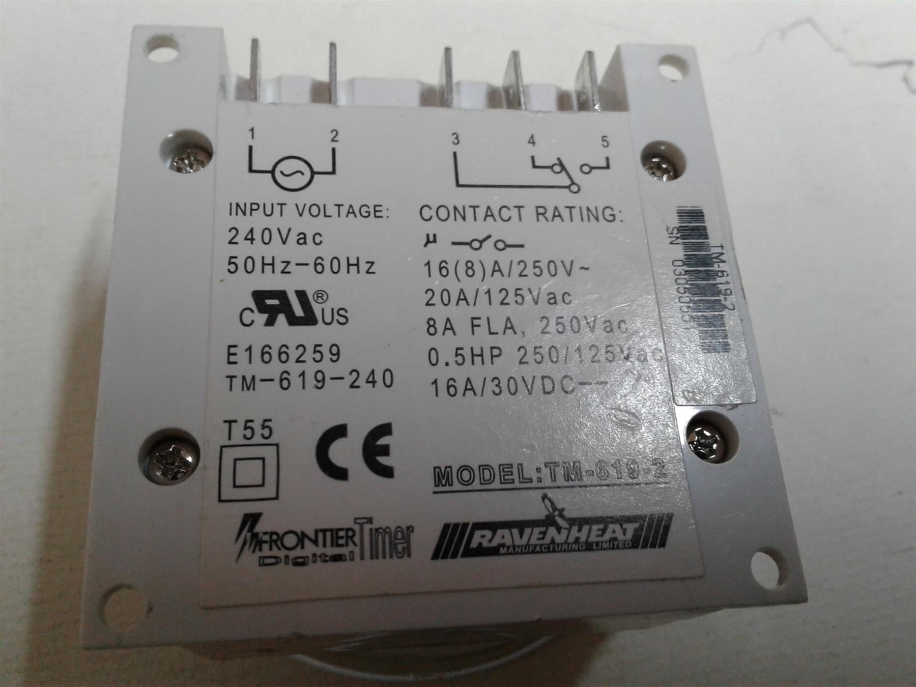 RAVENHEAT DIGITAL TIMER TM6192 240V AC 50-60HZ TM-619-2 BOILER