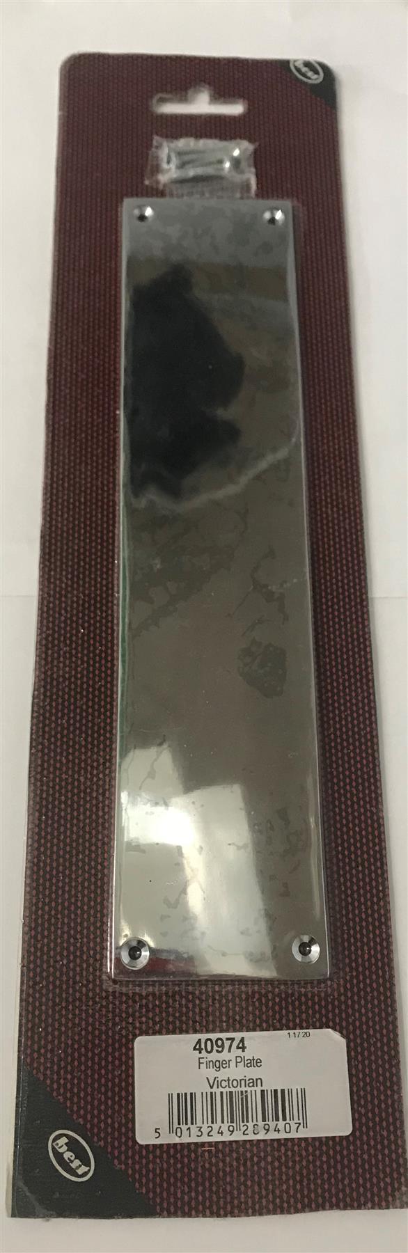 Best Heavy Duty Victorian Finger Plate Polished Chrome 63 x 280mm  40974