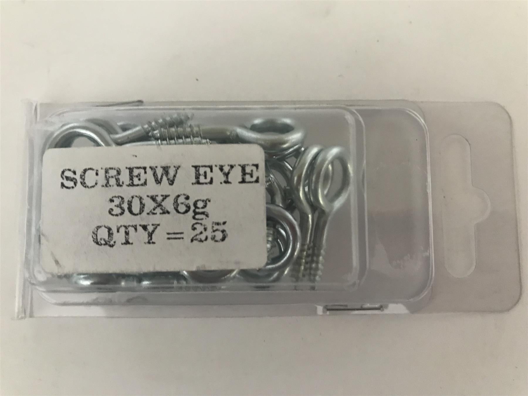 Screw In Eye Eyelet Hooks 30mm x 6g (Pack 25)