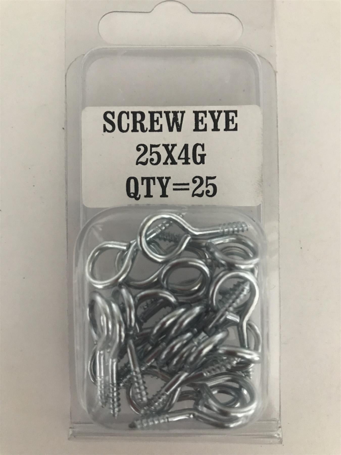 Screw In Eye Eyelet Hooks 25mm x 4g (Pack 25)