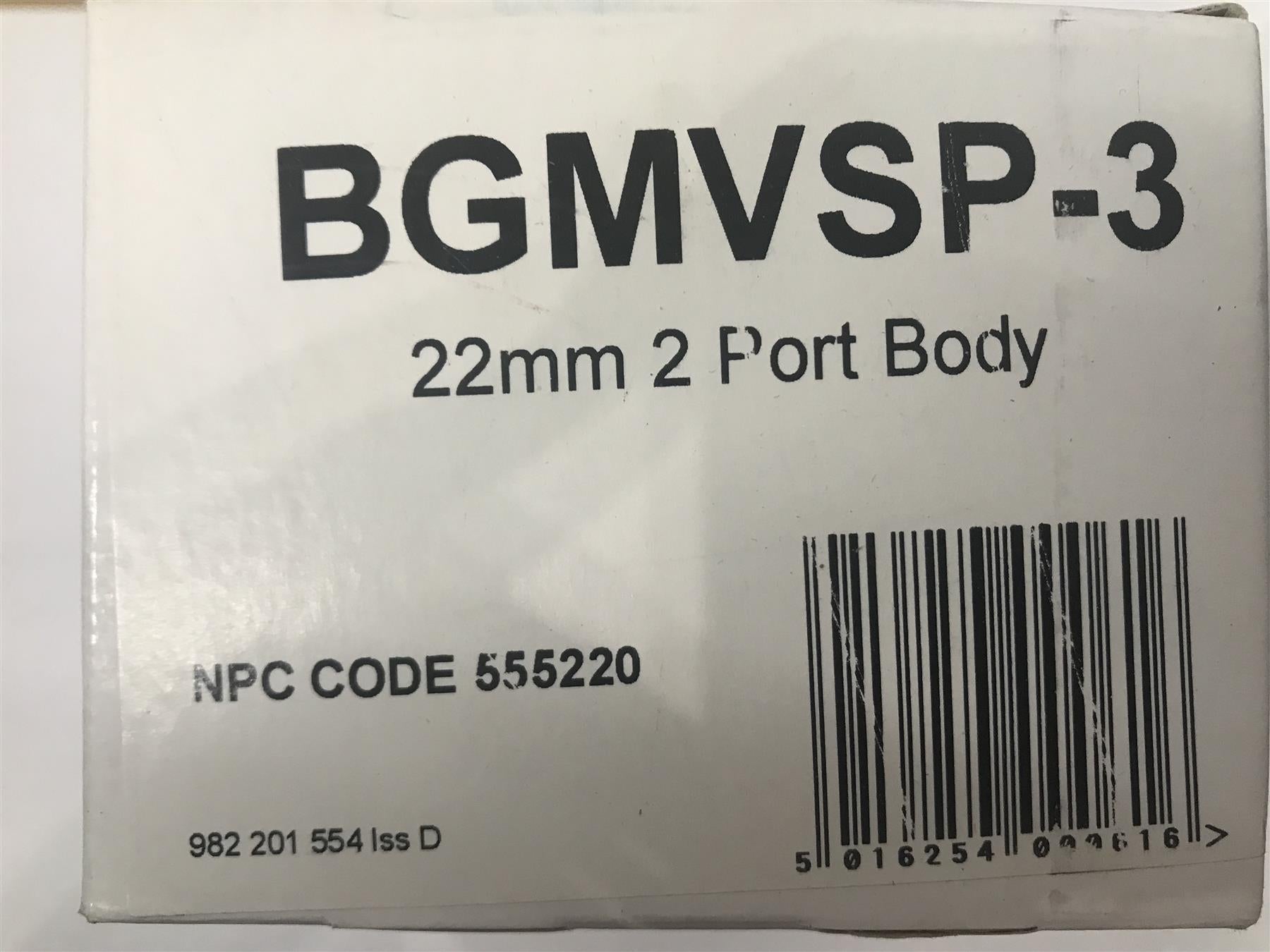 DRAYTON BGMVSP-3 22MM 2 Port MOTORISED Zone Valve Body