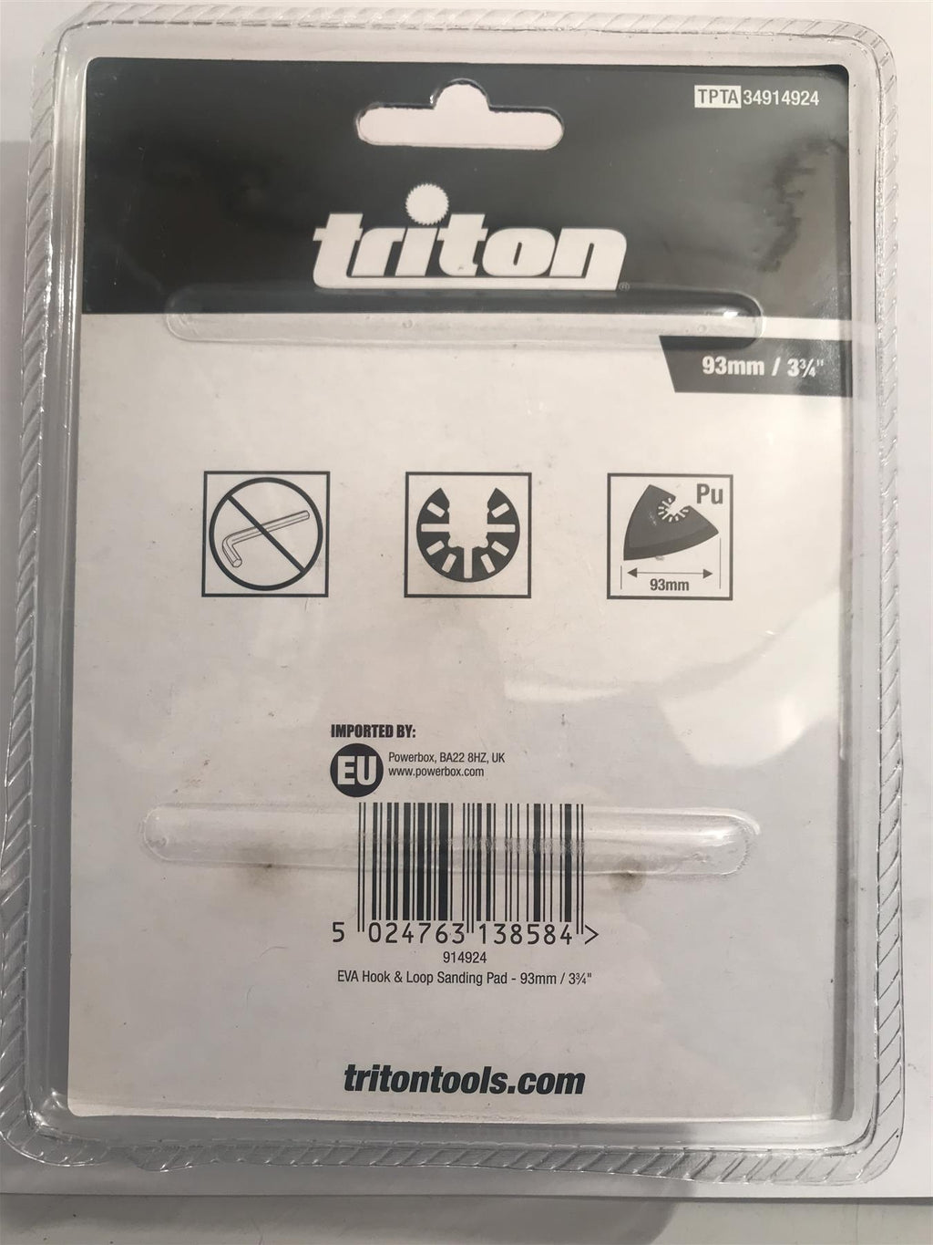 Triton EVA Hoop & Loop Sanding Pad 93mm / 3¾"  914924