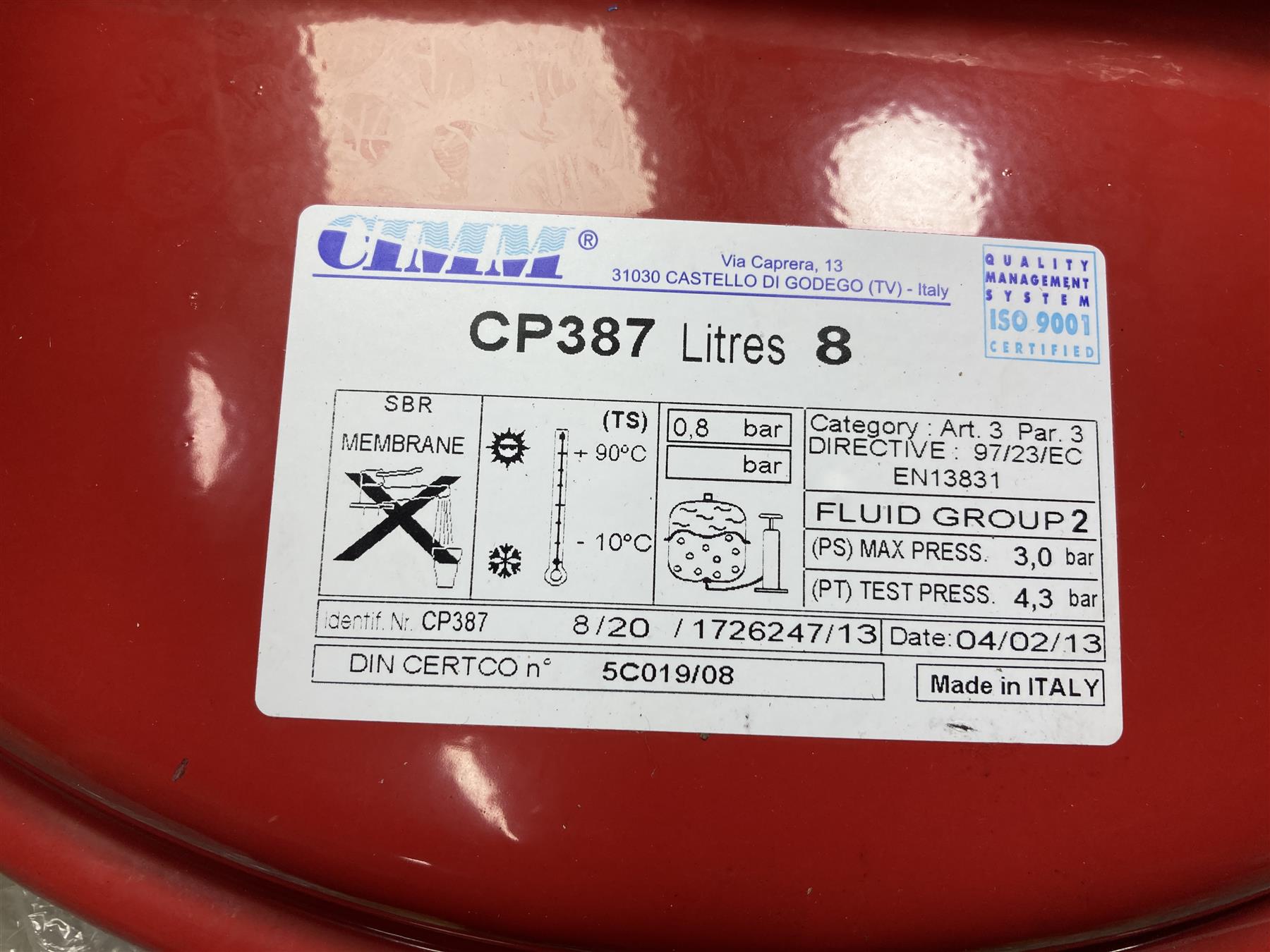BAXI CIMM 8 Litres Expansion Vessel CP387