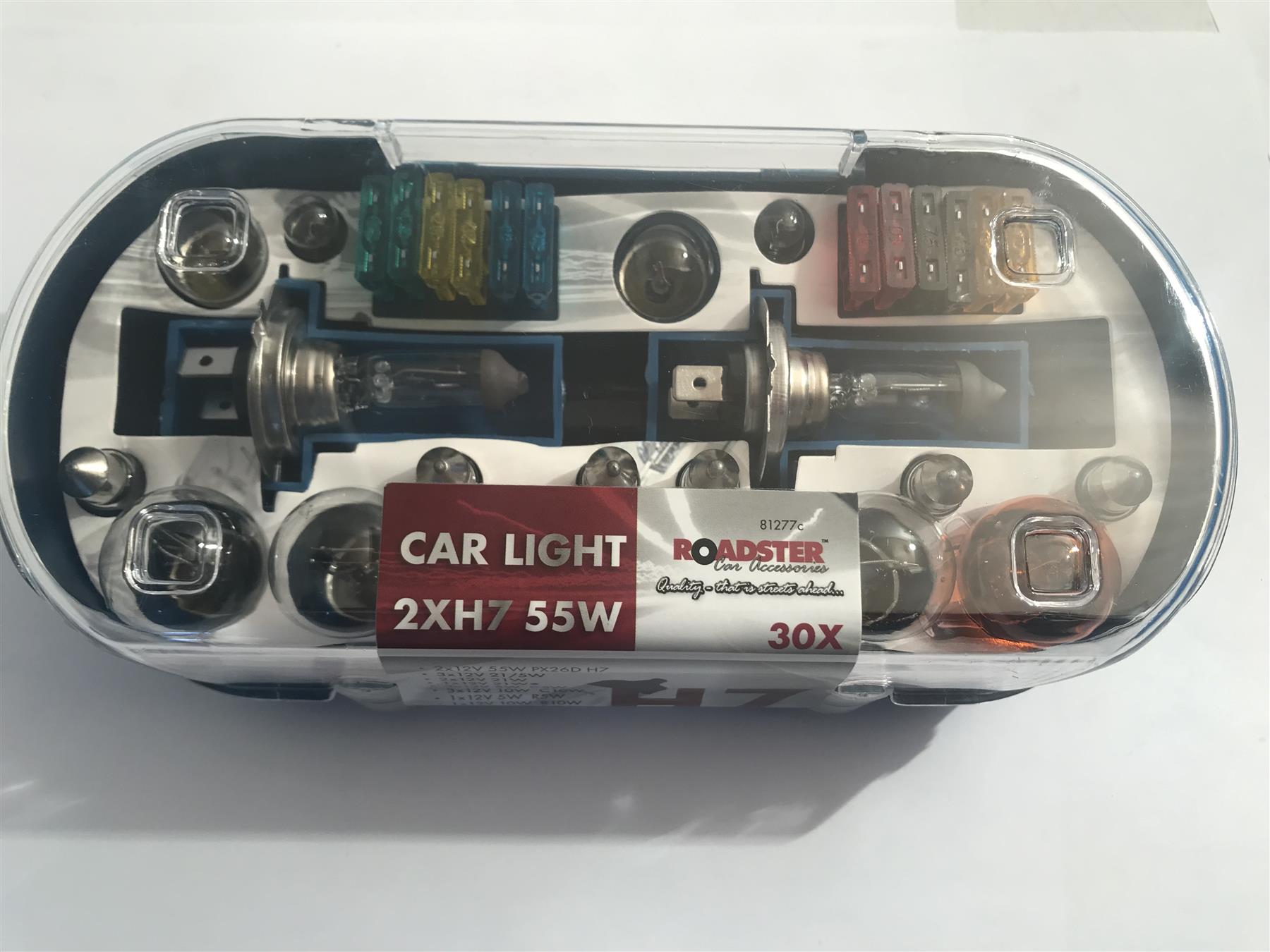 Roadster Car Light 2 x H7 55W Bulb & Fuse Kit (30pc)  81277c