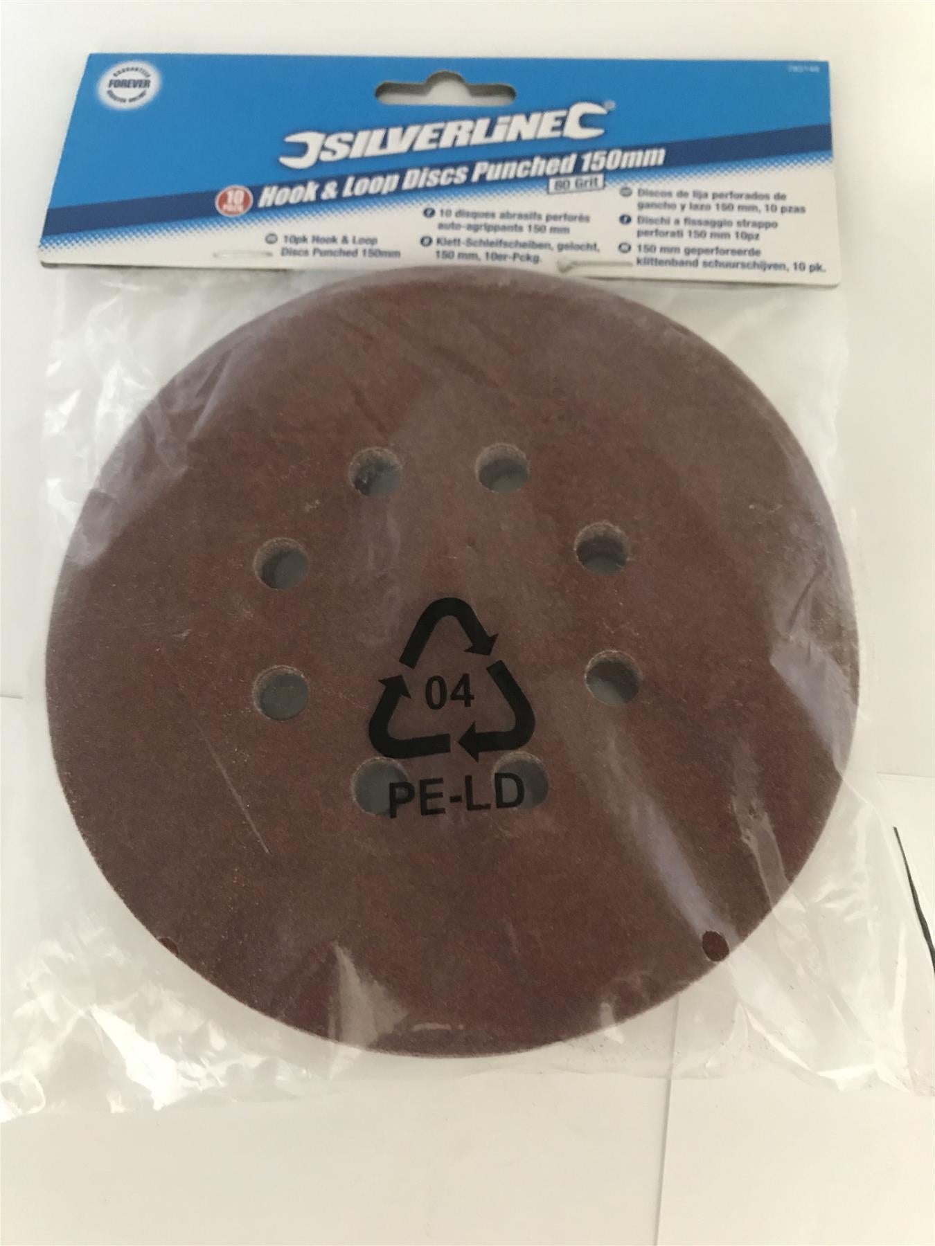 Silverline 783148 Hook and Loop Discs Punched 80 Grit, 150 mm - Pack of 10