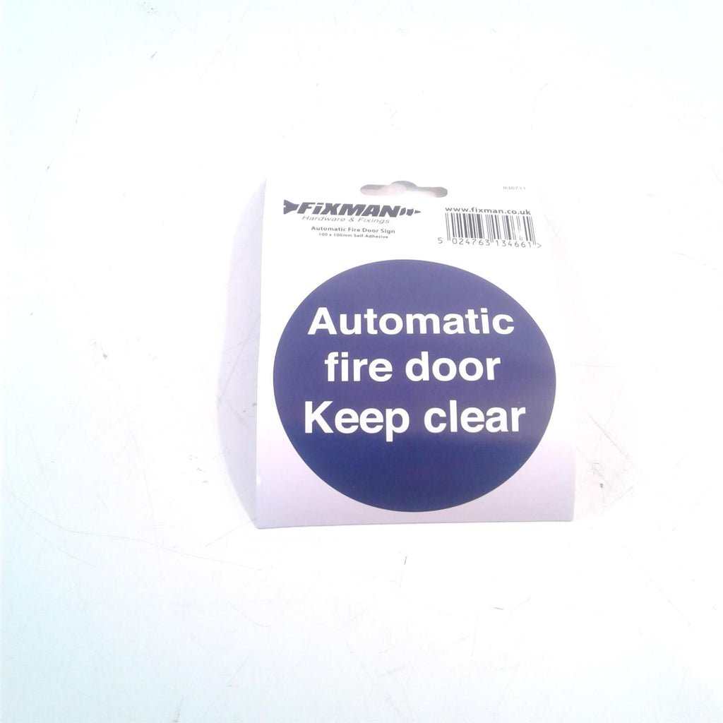 Automatic Fire Door Adhesive Sign 100 x 100mm 836711