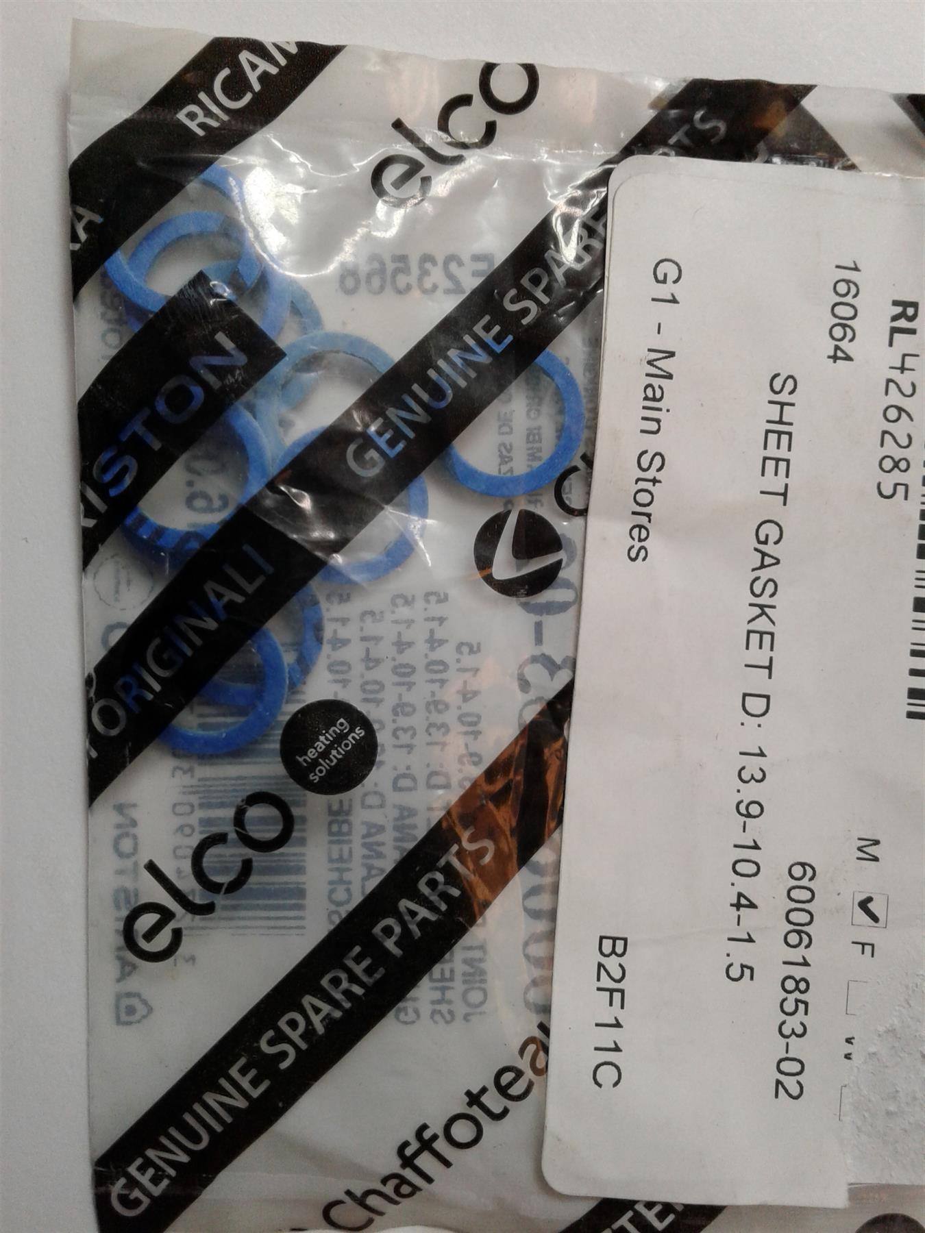 NEW ARISTON 6006185302 Gasket 13.9 X 10.4 X 1.5 (10 PACK)