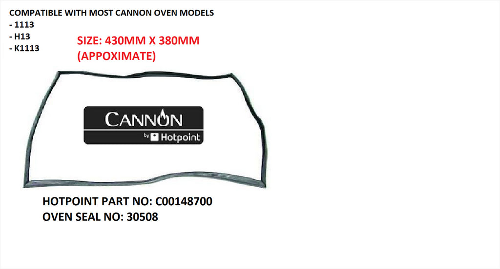 NEW HOTPOINT CANNON LARGE 4 SIDE OVEN DOOR SEAL GASKET C00148700 3506