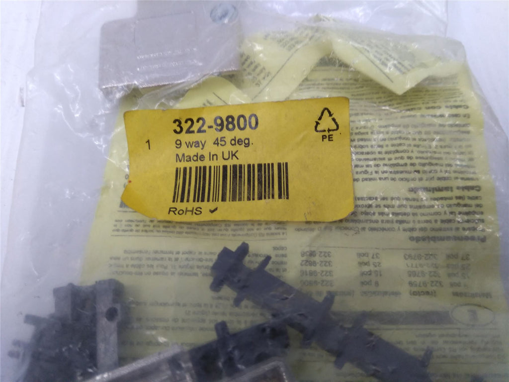 NEW 9 WAY 45 DEG ENTRY METALLISED PLASTIC SHIELDED SUB 'D HOOD 322-9800