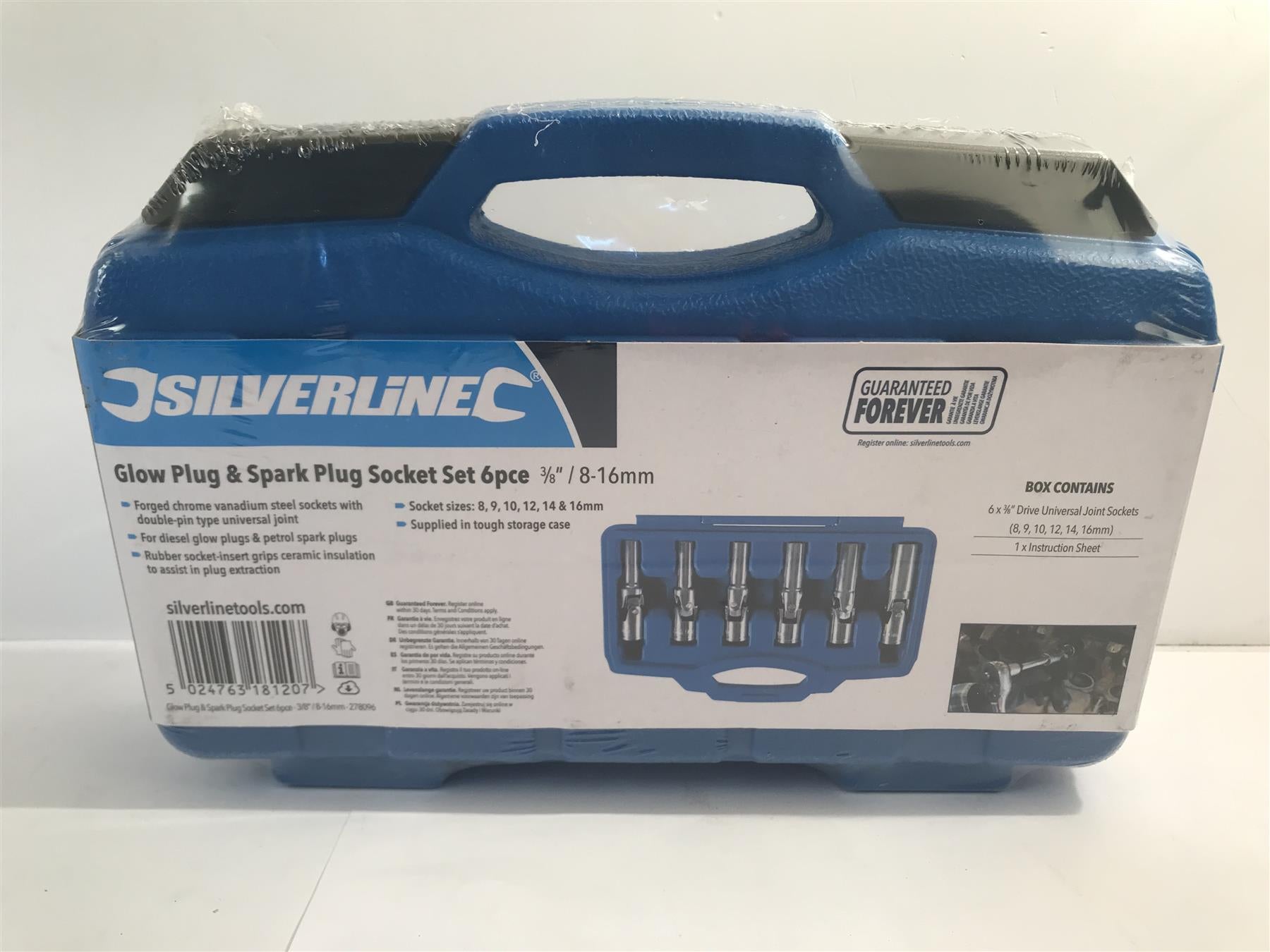 Silverline 6pc 3/8'' Glow Plug Spark Plug Removal Tool Remover Socket Set 278096
