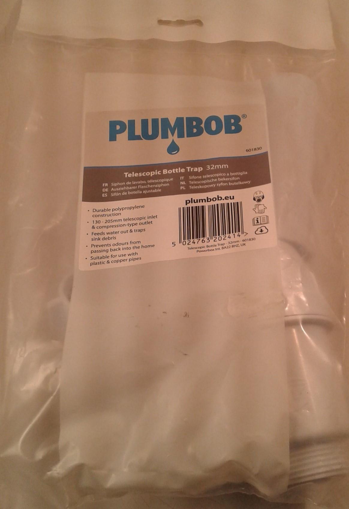 Plumbob 601830 Telescopic Bottle Trap, White/Silver