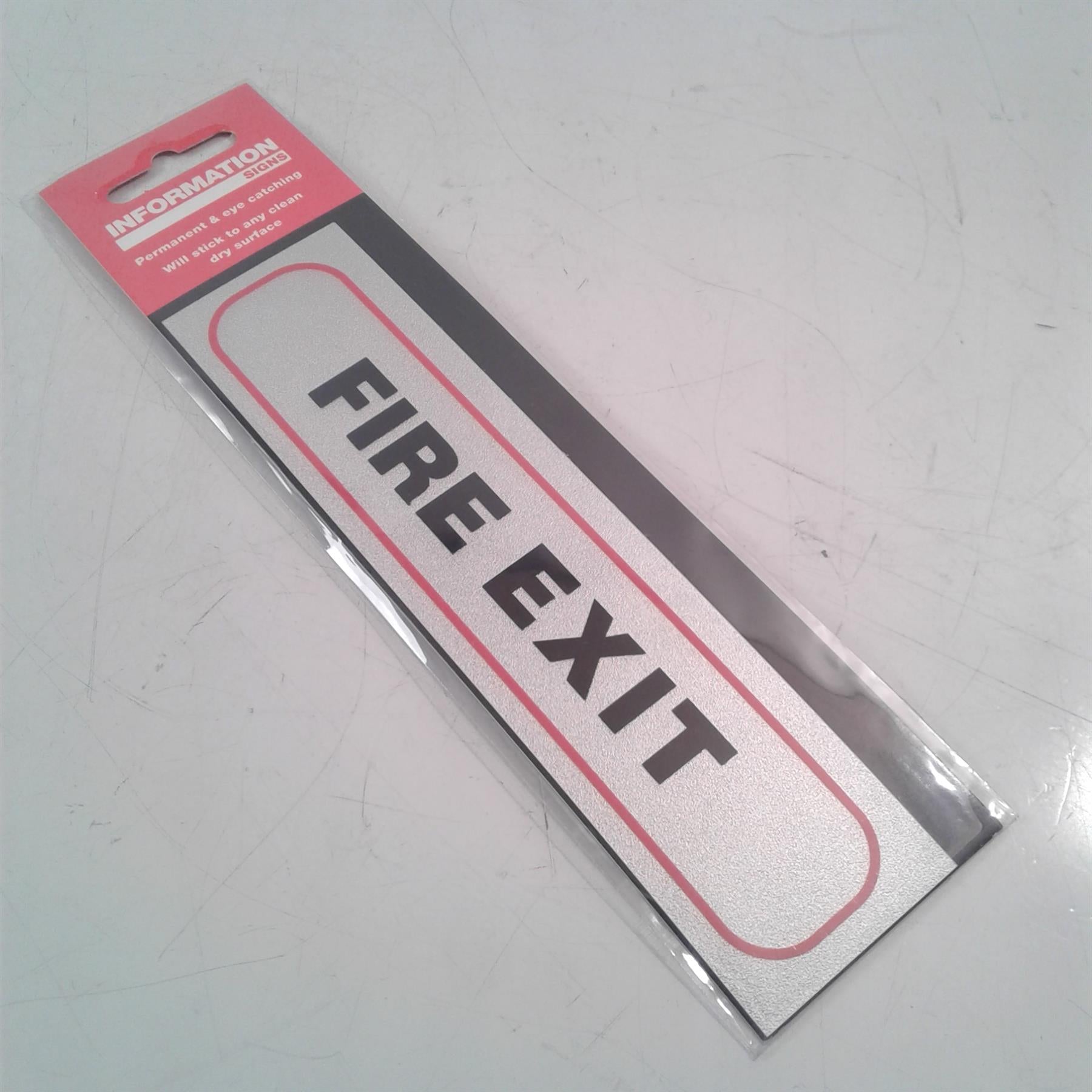 Fire Exit - Brushed Metallic Adhesive Sign