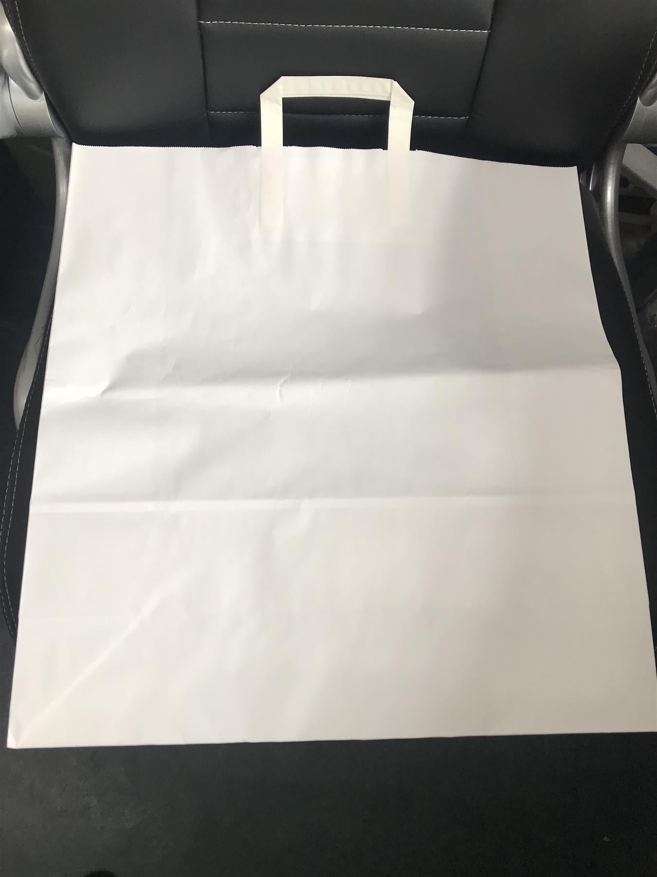 70 x White Paper Takeaway Bags  18.5 x 17.75 x 6.7"