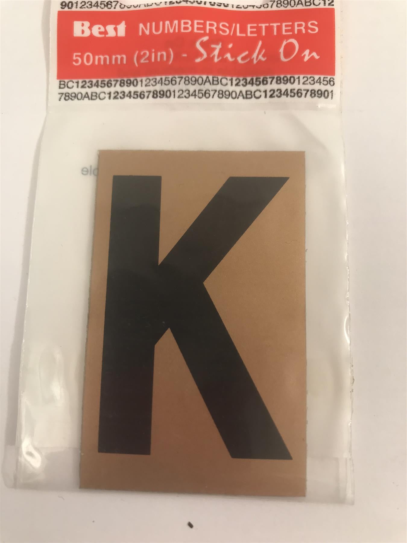 Best Gold/Black Letter K Self Adhesive 1" x 2"
