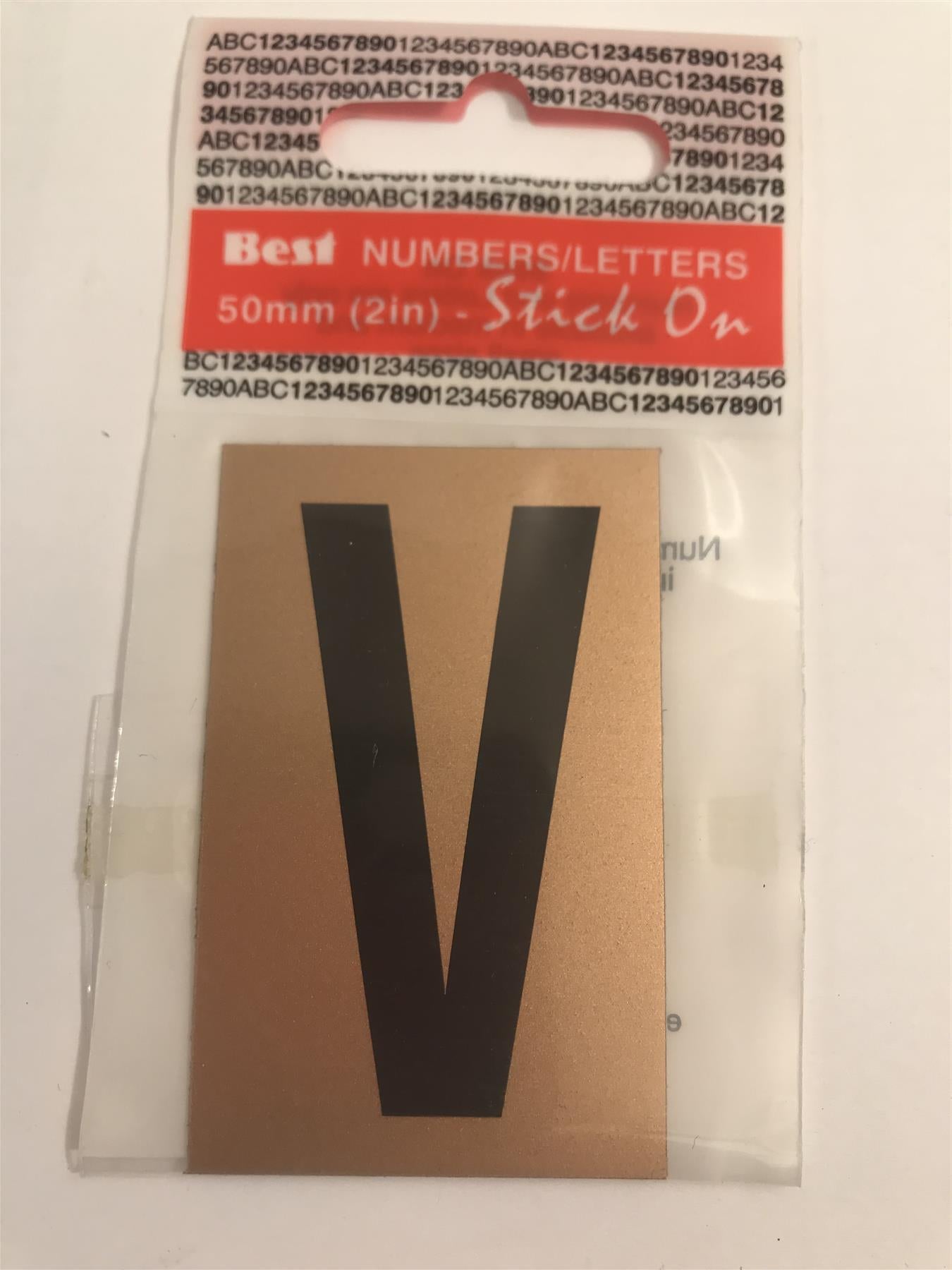 Best Gold/Black Letter V Self Adhesive 1" x 2"